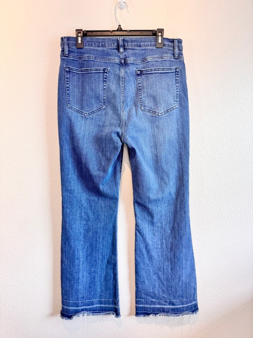 FRAME Le Easy Flare Jeans High Rise Full Length Raw Hem Y2K Boho Size 32 C02 - Picture 8 of 11